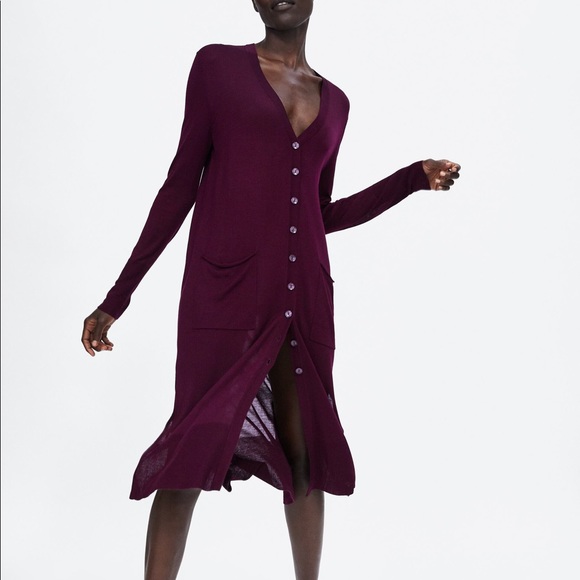 Zara | Sweaters | Zara Burgundy Long 